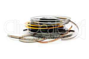 Stack of reels of old quarter-inch amateur celluloid film