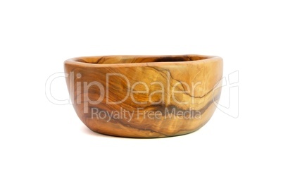 Handmade wooden bowl isolated on white background