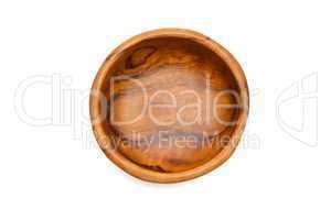 Handmade wooden bowl top view solated