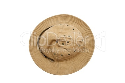 Old soviet army summer hat top view  isolated