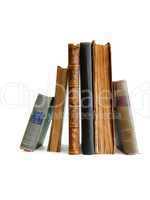 Stack of old books standing isolated