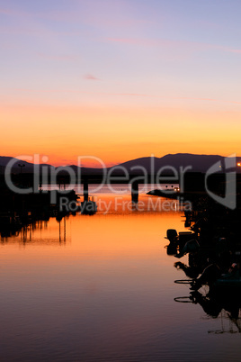 Sunset at Adriatic sea bay.