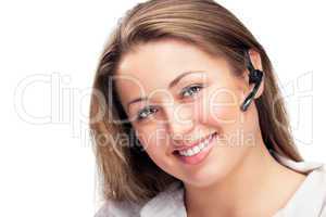 young beautiful business woman with headsetling