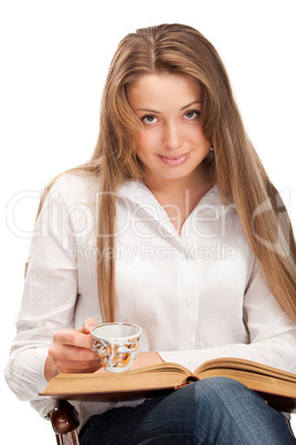 student woman with book