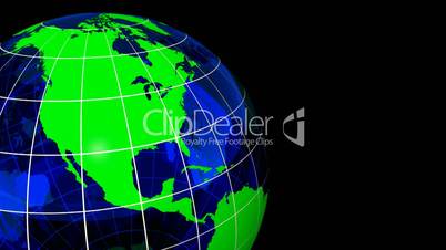 3D Looping Crystal Globe, Green Blue with Grid. Alpha Channel