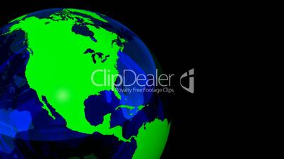 3D Looping Crystal Globe, Green Blue. Alpha Channel
