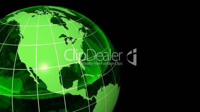 3D Looping Crystal Globe, Greenwith Grid. Alpha Channel