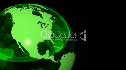 3D Looping Crystal Globe, Green. Alpha Channel