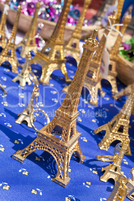 Miniature Eiffel Tower Souvenirs Selling in Market, Paris, Franc