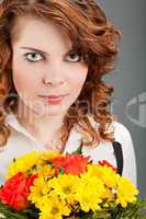woman with a bouquet of flowers