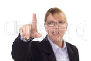 Businesswoman Reaching Out with Finger