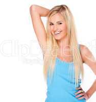 Happy young blonde woman