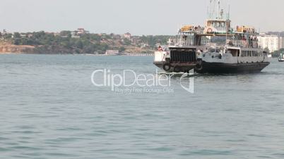 ferry mooring to the shore into Sevastopol Bay