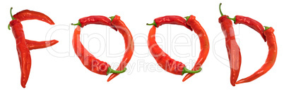 FOOD text composed of chili peppers