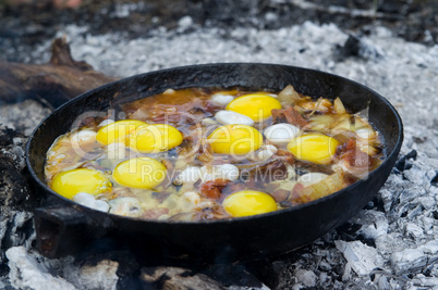 Close-up of fried eggs