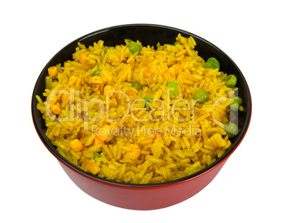 Bowl of rice with peas and corn