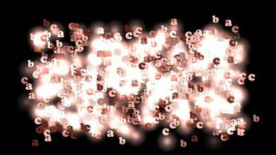 explosion alphabet abc and cartoon letter paper card matrix in dazzling light background.