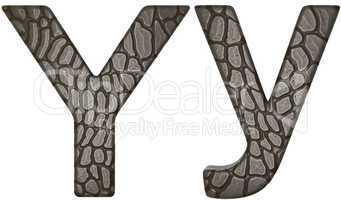 Alligator skin font Y lowercase and capital letters