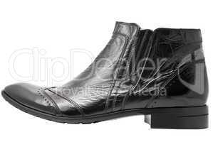 Black leather mens boot isolated