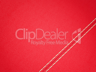 Diagonal stitched red leather background