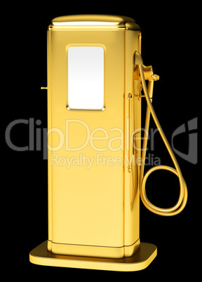 Expensive fuel: golden petrol pump isolated