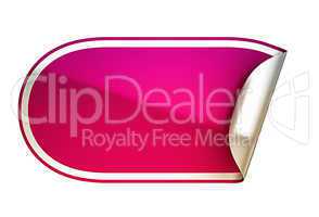 Pink rounded bent sticker or label