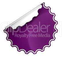 Purple round bent sticker or label