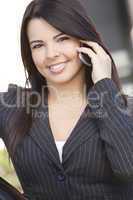 Beautiful Hispanic Businesswoman Using Cell Phone