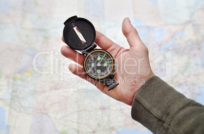 Man holding Compass