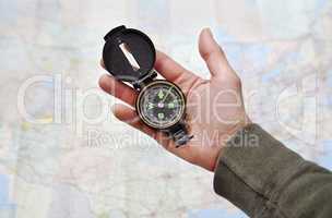 Man holding Compass