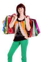 Beautiful happy woman with shopping bags