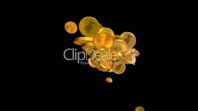 golden coins falling down