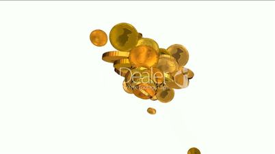 golden coins falling down