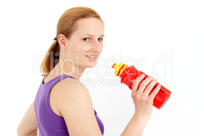 Frau mit Trinkflasche