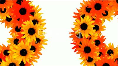 rotation sunflower balls as wedding background,disco neon flower pattern.