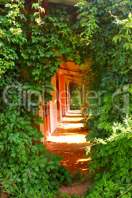 Entrance in rural hotel