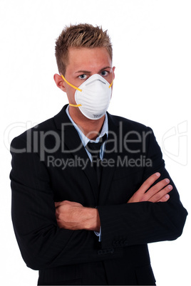 Businessman with respirator