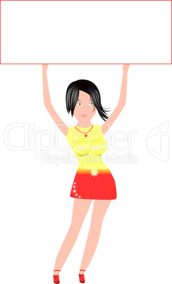 vector woman holding blank sign