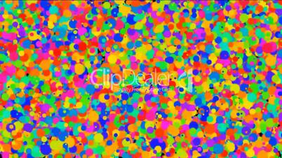 abstract colorful circles loop,bubble and blister array background,dancing dots and particles.