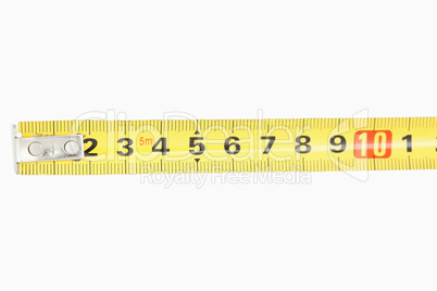 Close up of a yellow measuring tape