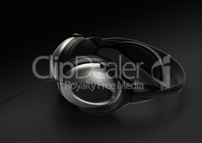 Headphones, isolated on black background.