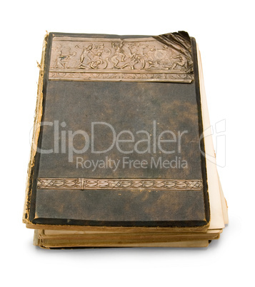 old book with an engraving, isolated on white background