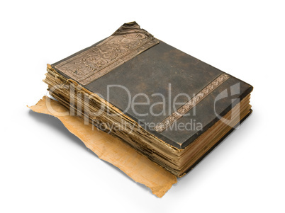 old book with an engraving, isolated on white background