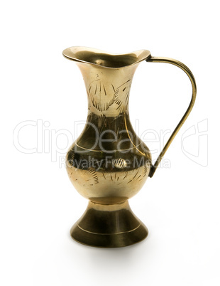 Ancient bronze jug, isolated on white background