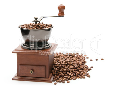 Old coffee grinder, isolated on white background