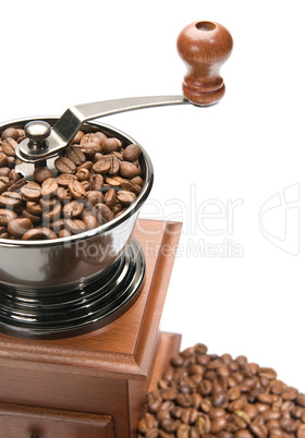 Old coffee grinder, isolated on white background