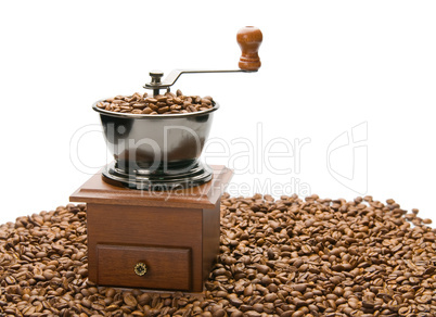 Old coffee grinder, isolated on white background