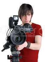 Cameraman, isolated on white background