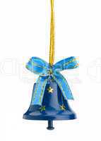 Christmas hand bell with a bow, Isolated on white background