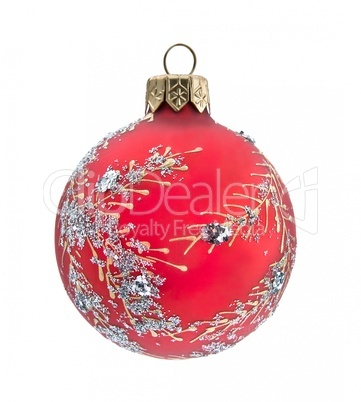 christmas red ball, isolated on white background